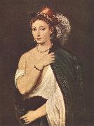 TIZIANO Vecellio Portrait of a Young Woman r oil
